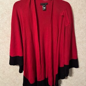 Parkhurst Red and Black Cardigan cape  with Black Trim